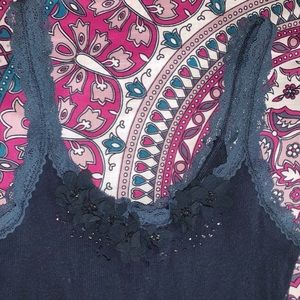 Navy Abercrombie tank with top embellishment